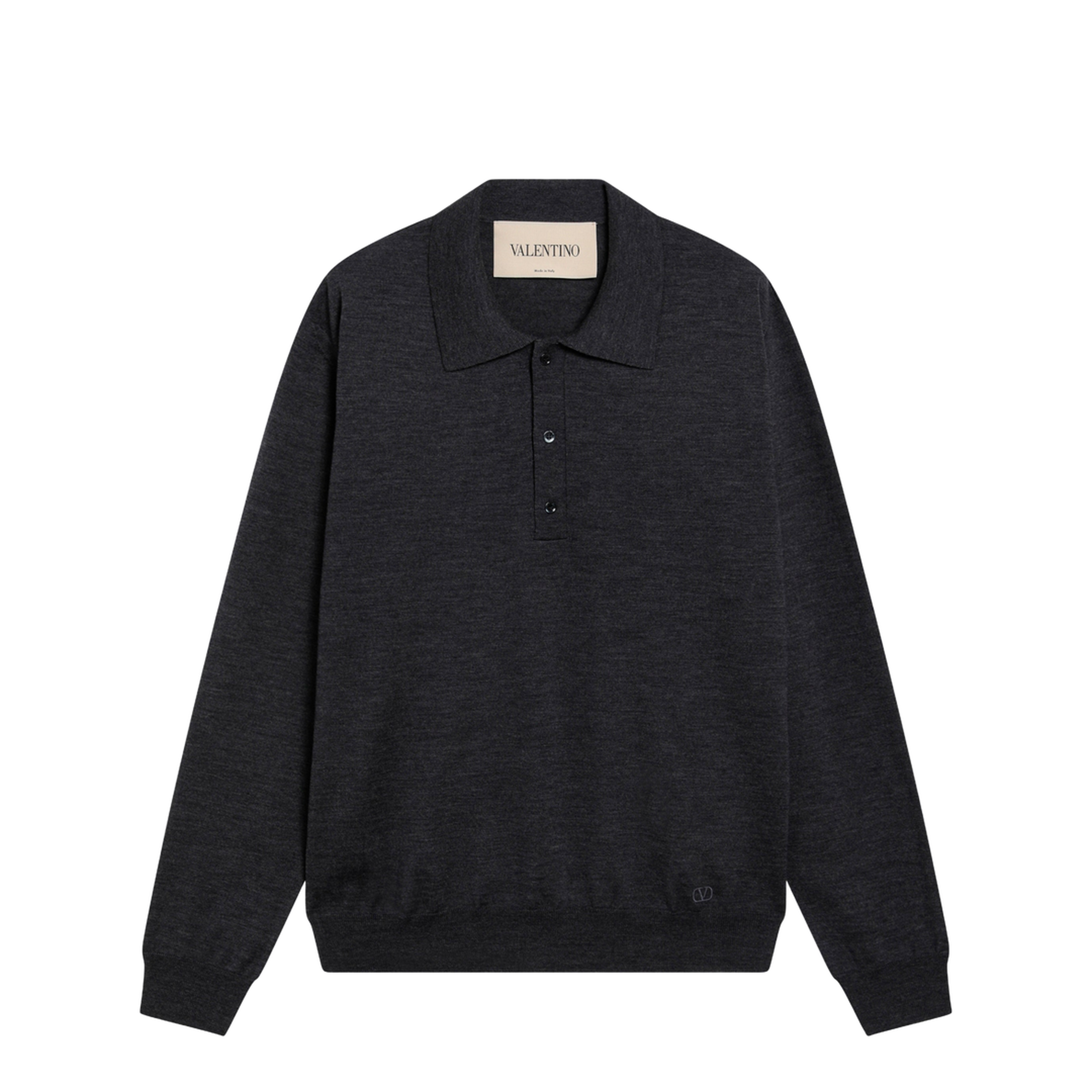 Charcoal Wool Polo Shirt - Image 1
