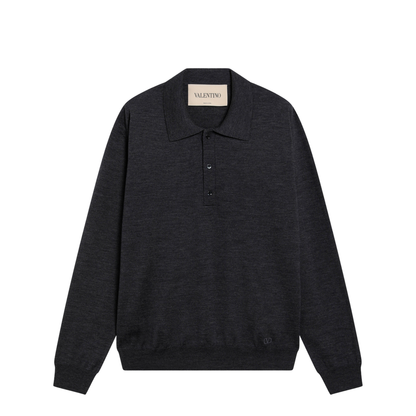 Charcoal Wool Polo Shirt - Image 1