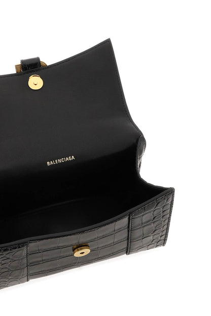 Hourglass Handbag XS in Black Crocodile Embossed Calfskin - Image 4