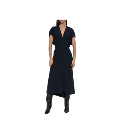 Blouson Detail V-Neck Midi Dress - Image 2