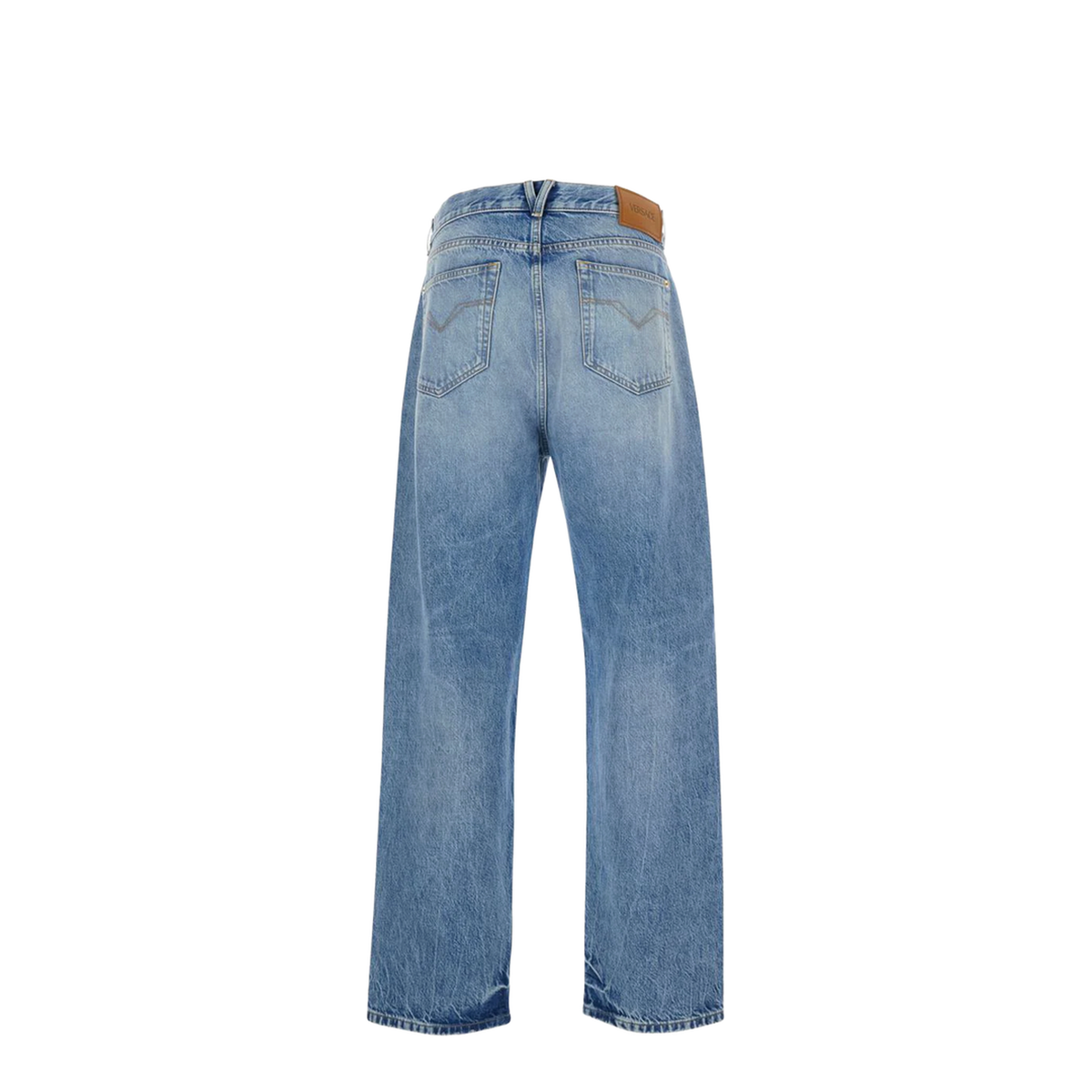 Blue Jeans With Back Logo Patch And Faded Effect In Denim - Image 2