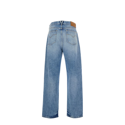 Blue Jeans With Back Logo Patch And Faded Effect In Denim - Image 2