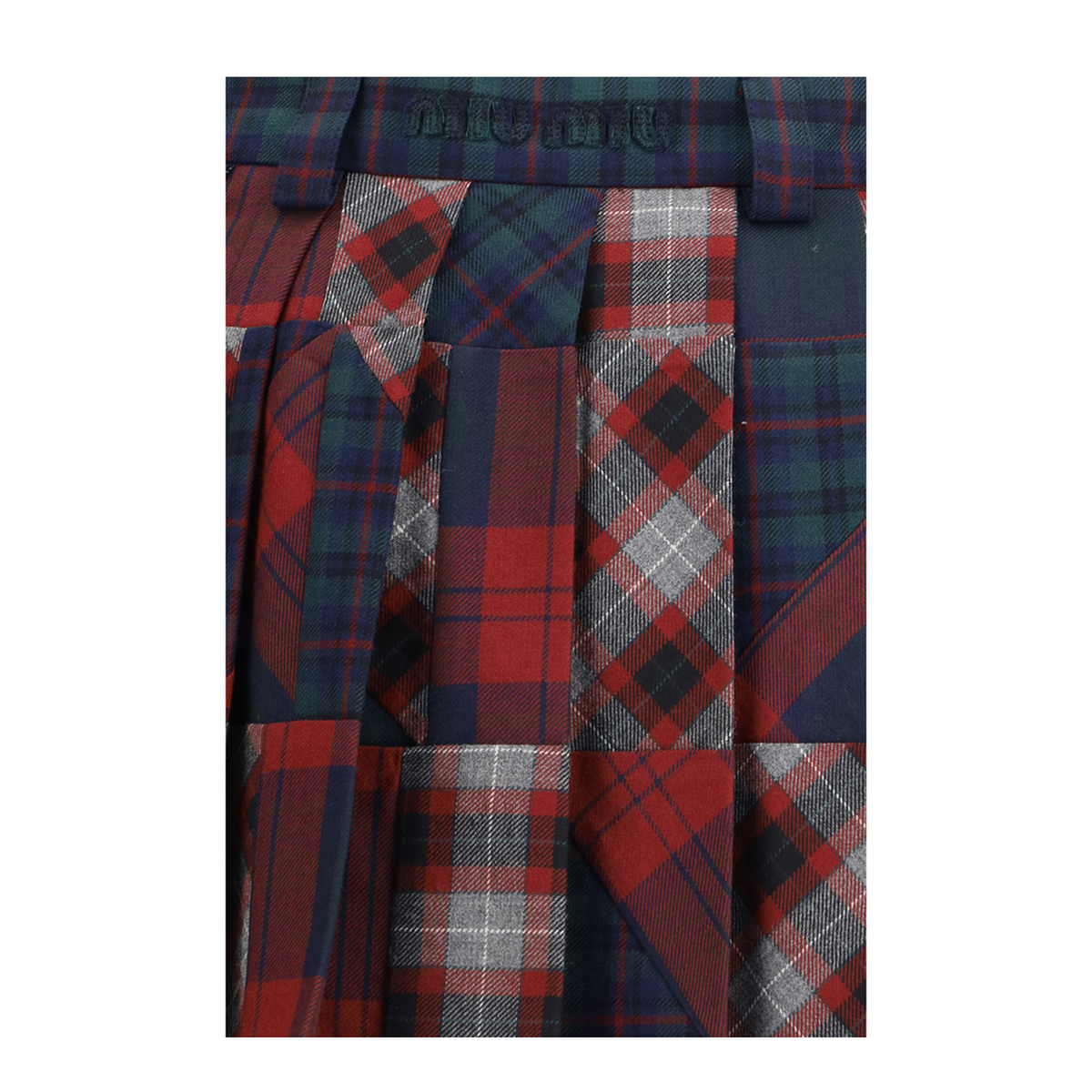 Pleated Patchwork Tartan Mini Skirt - Image 3