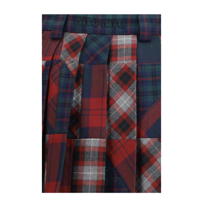 Pleated Patchwork Tartan Mini Skirt - Image 3