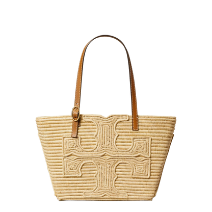T Monogram Woven Tote Jacquard Raffia - Natural - Image 1