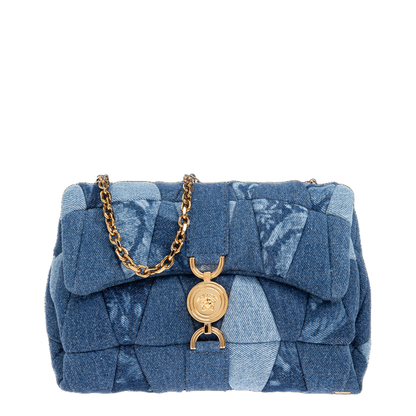 Kleio Medium Denim Quilted Shoulder Bag - Denim Blue - Image 1
