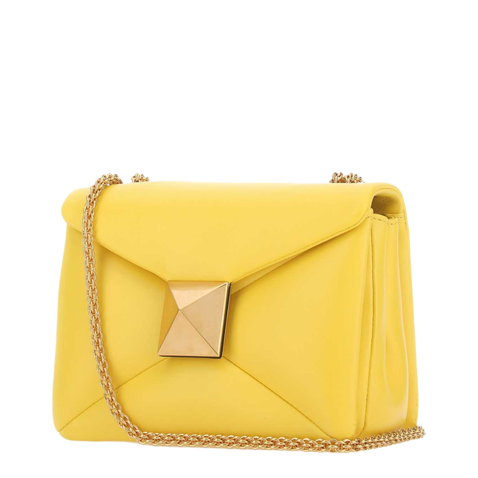 One Stud Yellow Nappa Leather Shoulder Bag - Image 2