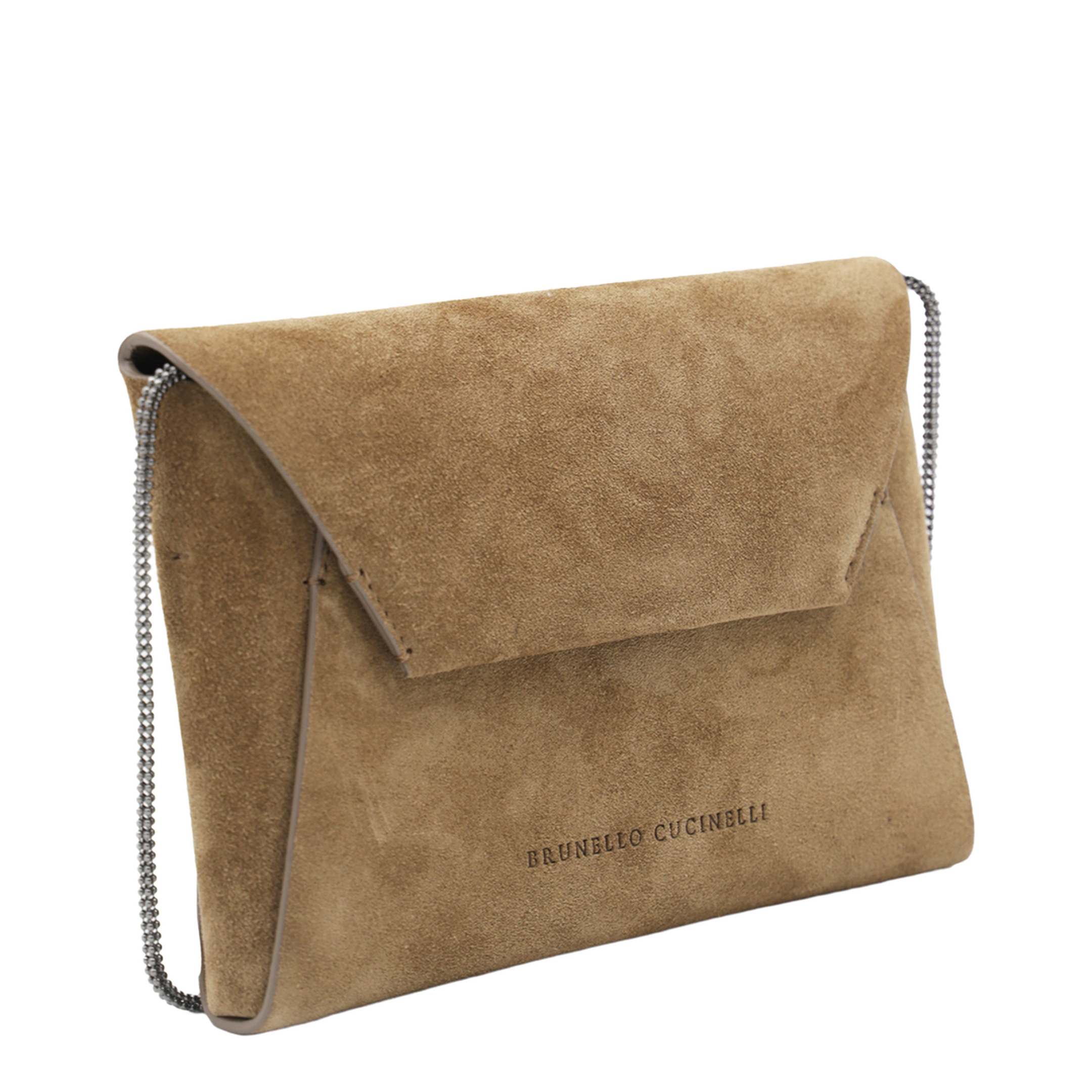 Suede Clutch Bag Brown - Image 3