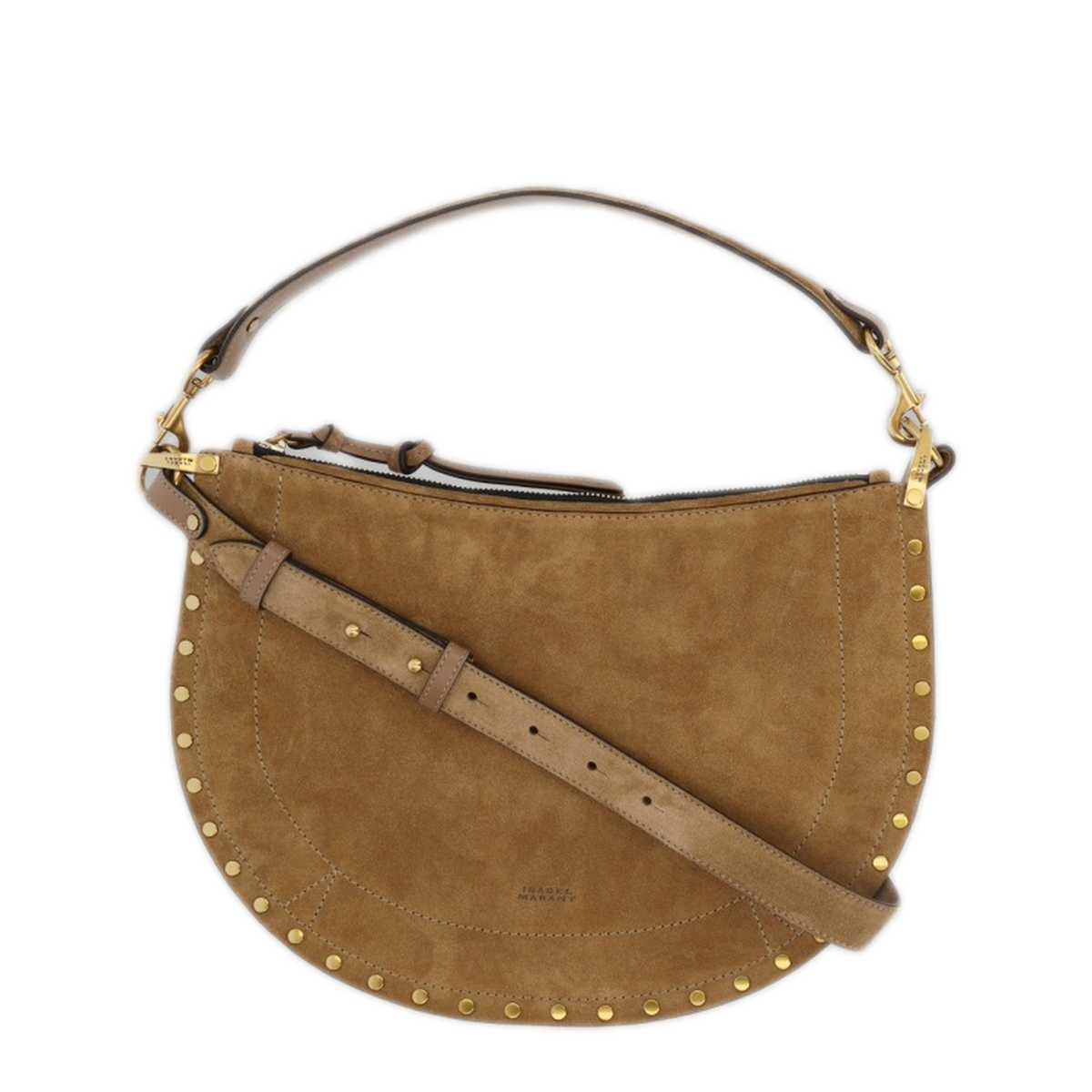 Oskan Soft Zip Calf Suede Shoulder Bag - Brown - Image 1