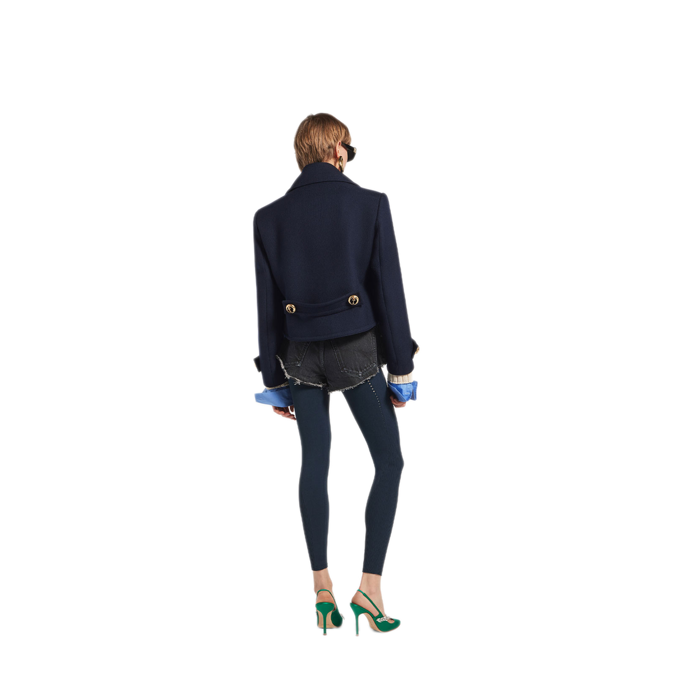 Cropped Peacoat in Textured Wool - Image 4