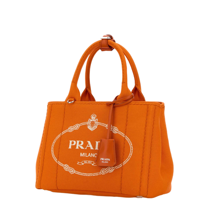 Orange Canvas Small Jardinière Handbag - Image 2