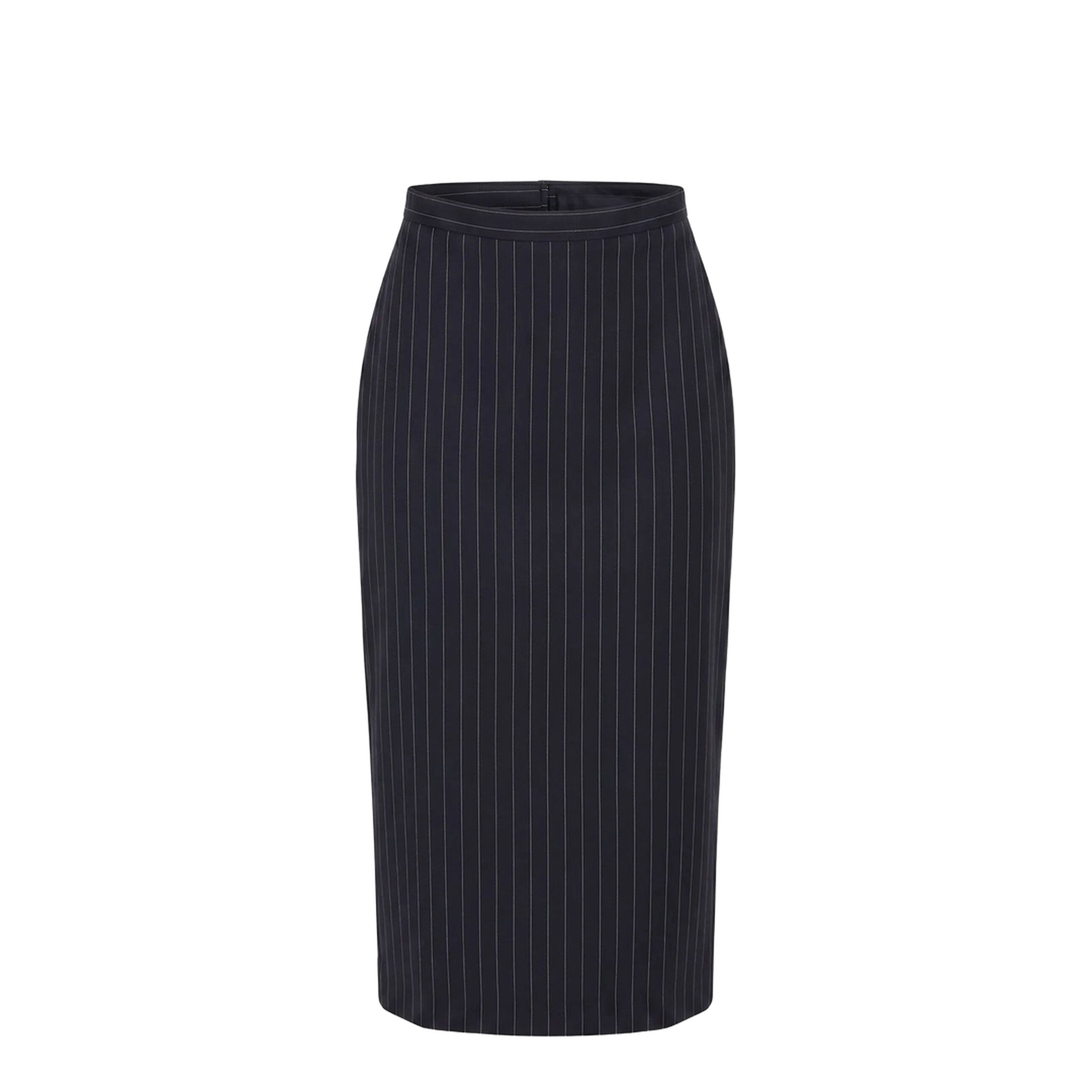 MIDI STRIPED WOOL SKIRT - Image 1