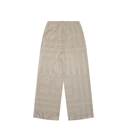 White Pants with All-Over Monogram in Silk - Image 2