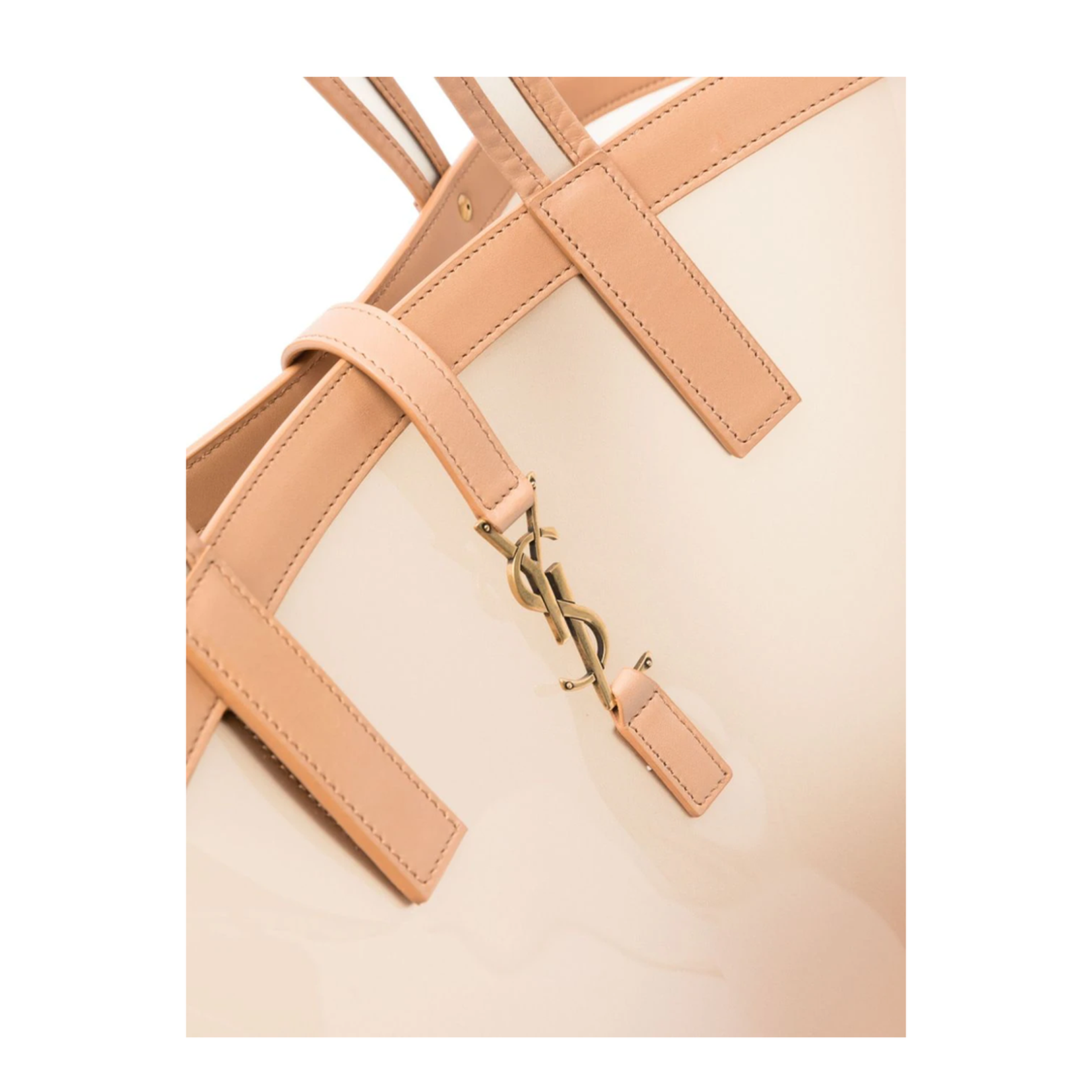 Panier Medium Vinyl and Vegetable-Tanned Leather Tote Bags - Beige - Image 4