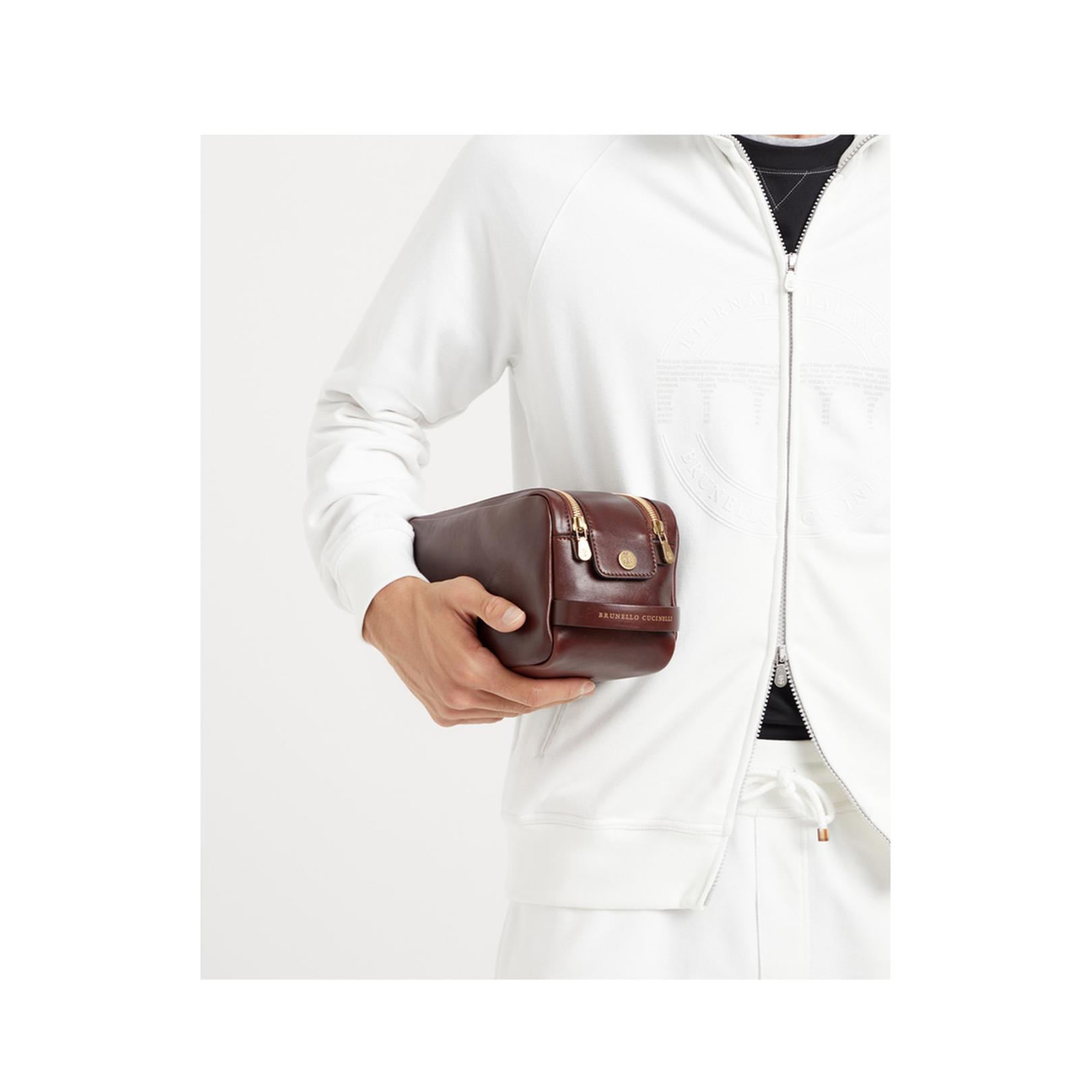 Beauty Case with Double Zipper in Burgundy - Image 4