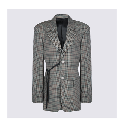 Wrap Tailored Jacket in Khaki/Brown - Image 5