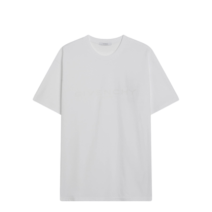 White Cotton and Silk T-Shirt with Jacquard Logo - Image 1