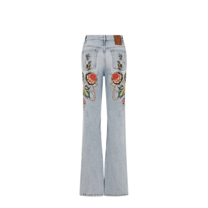 Denim 5 Pockets Embroidered Flowers Jeans - Image 4