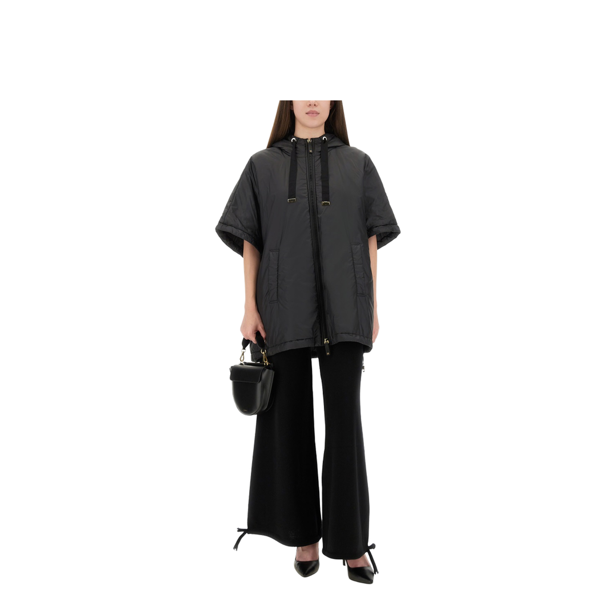 Padded Cape With Hood Coats Black - Image 2