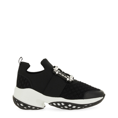 Black and White Leather Embellished Slip-On Sneakers - Image 1