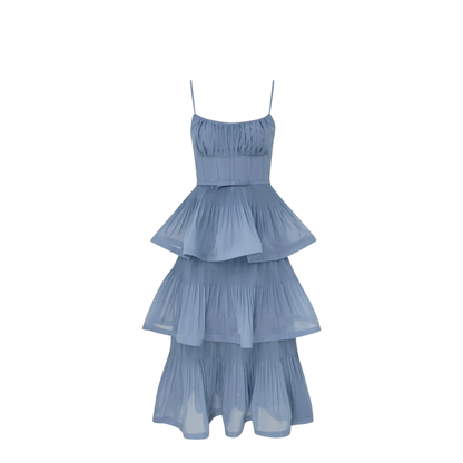 Pleated Tiered Midi Dress - Image 1