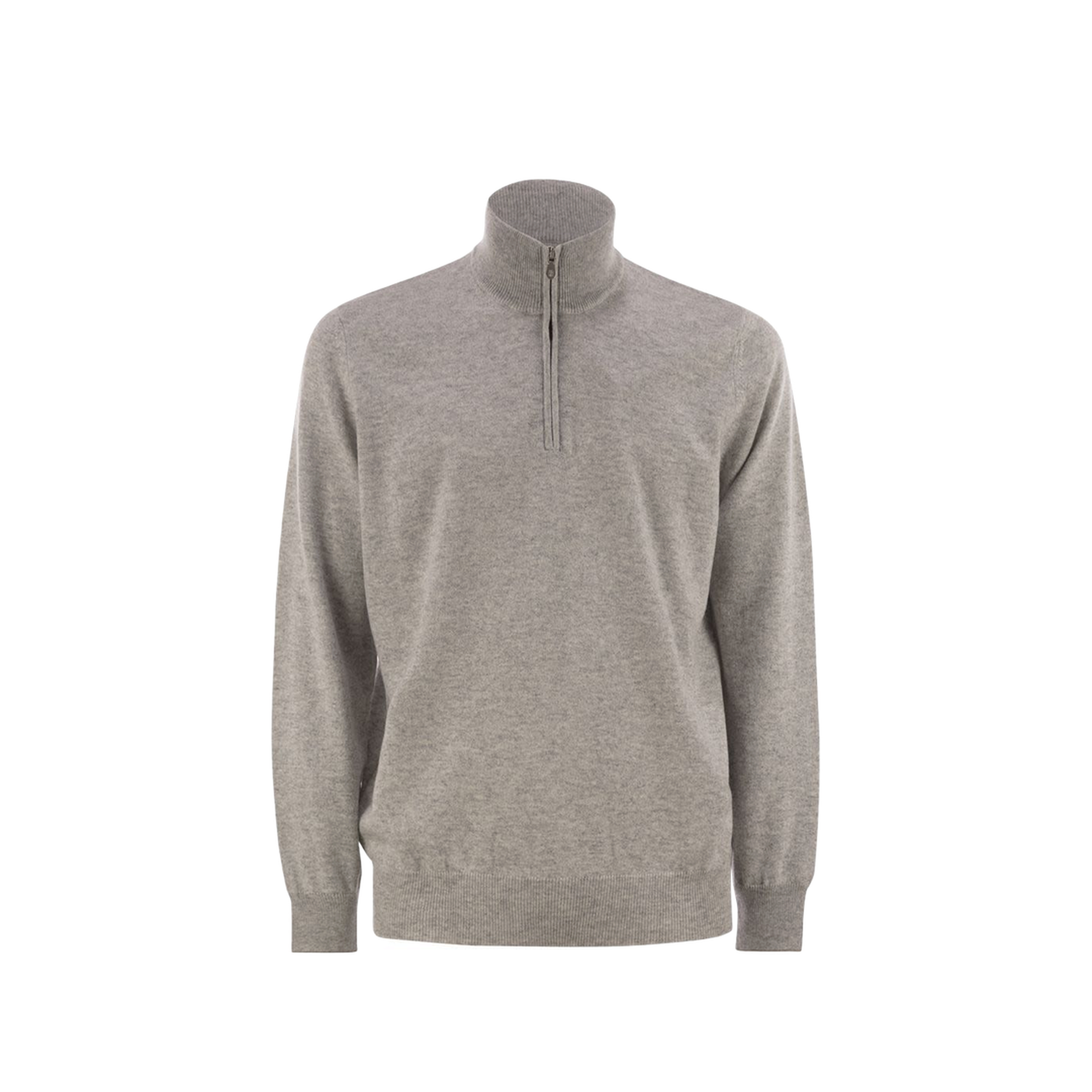 High-necked cashmere sweater with zip opening - Image 1