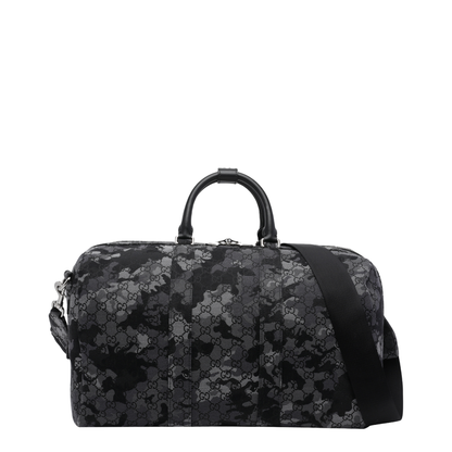 GG Canvas Large Canvas Duffle Bag - Black/Grey camouflage - Image 1