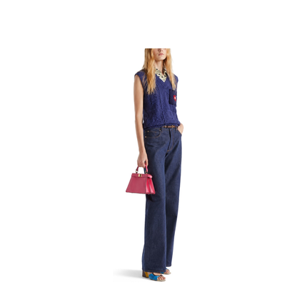 Navy Blue Wide-Leg Jeans - Image 2