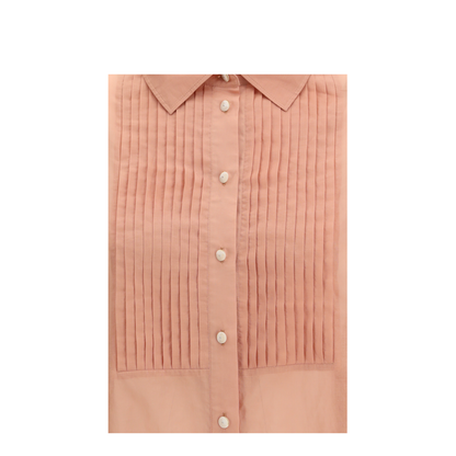 Oversized Shirt in Cotton with Pleated Bib - Image 3