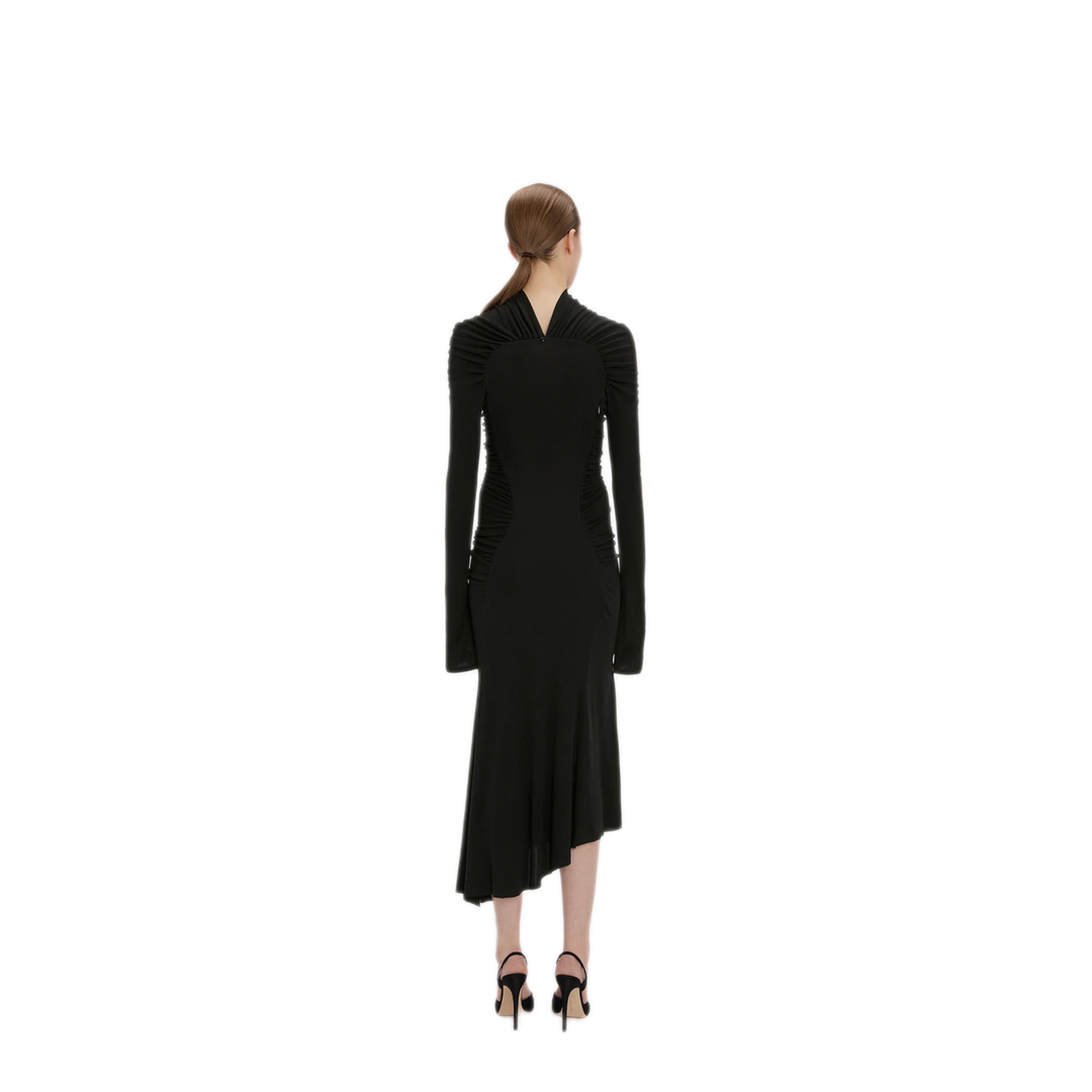 High Neck Gathered Midi Dress - Image 4