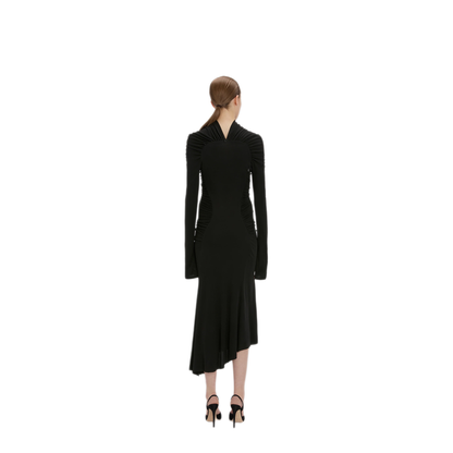 High Neck Gathered Midi Dress - Image 4