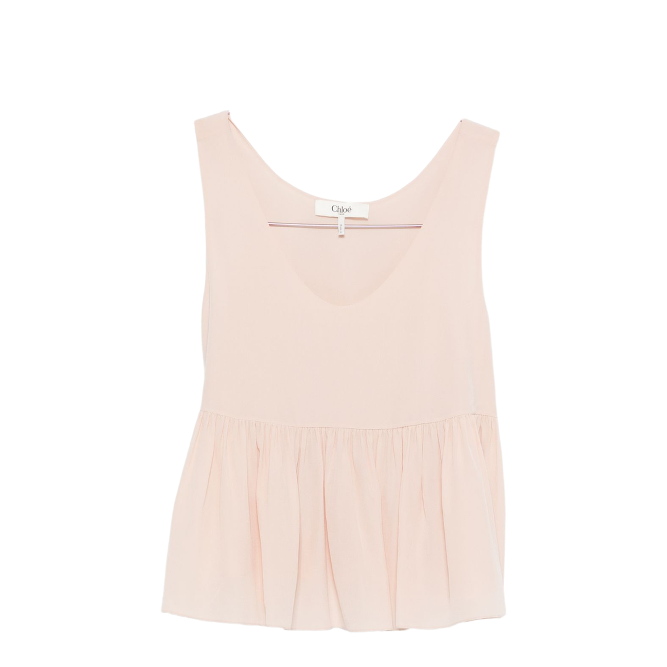 Gathered Sleeveless Top in Crêpe de Chine Pink - Image 1