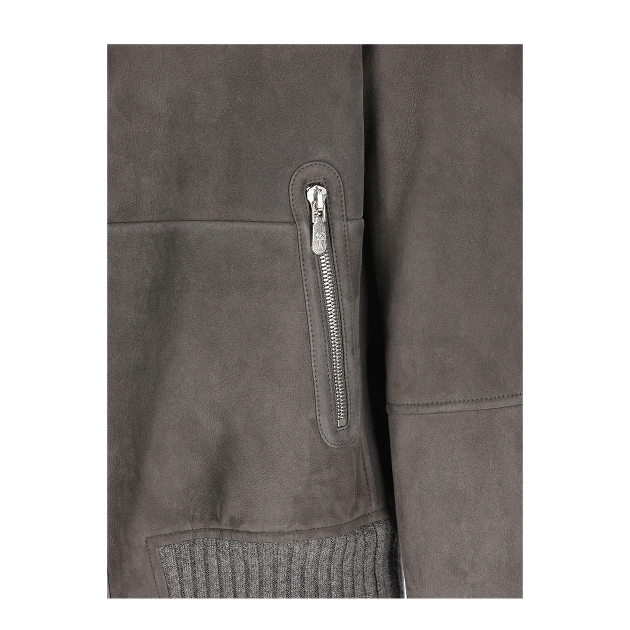 Shearling Jacket with Zip and High Neck - Image 4