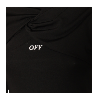 Stamp Twist Detail Mini Dress Black - Image 3