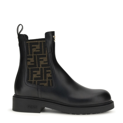 FF Leather and Fabric Ankle Boots - Image 1