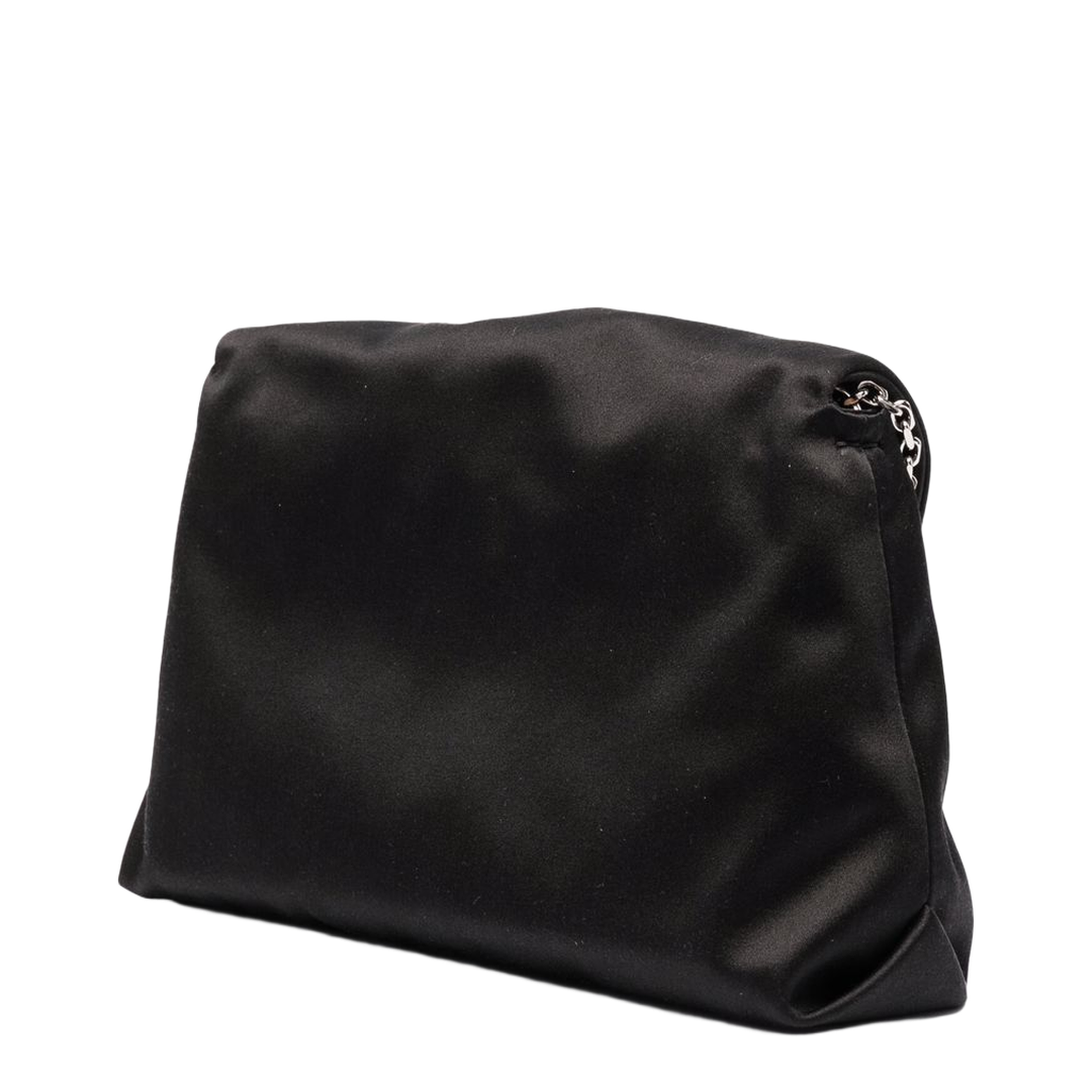 Roger Vivier RV Bouquet Strass Buckle Drapé Mini Satin Clutch Bag - Black - Image 4