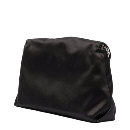 Roger Vivier RV Bouquet Strass Buckle Drapé Mini Satin Clutch Bag - Black - Image 4