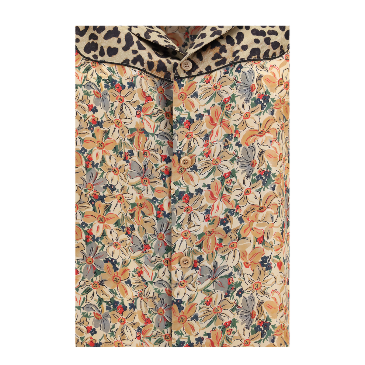 Short Sleeve Floral And Leopard Print Shirt - Image 3