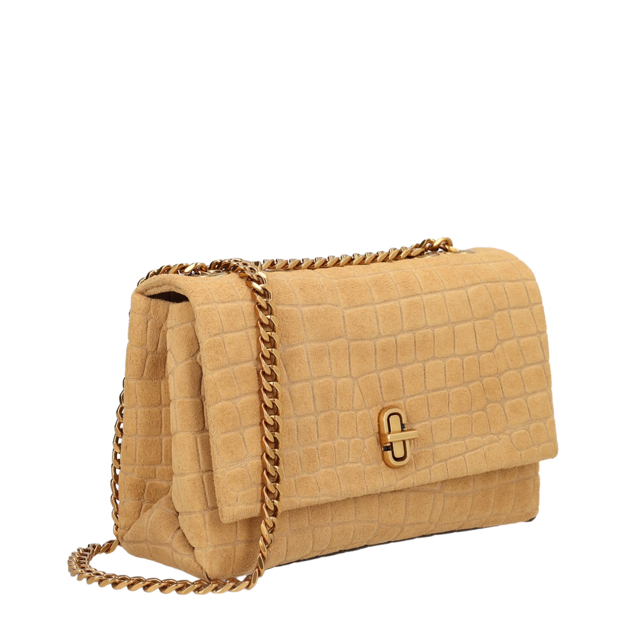 The Slim Dual Crocodile-Embossed Italian Suede Shoulder Bag - Sahara - Image 4