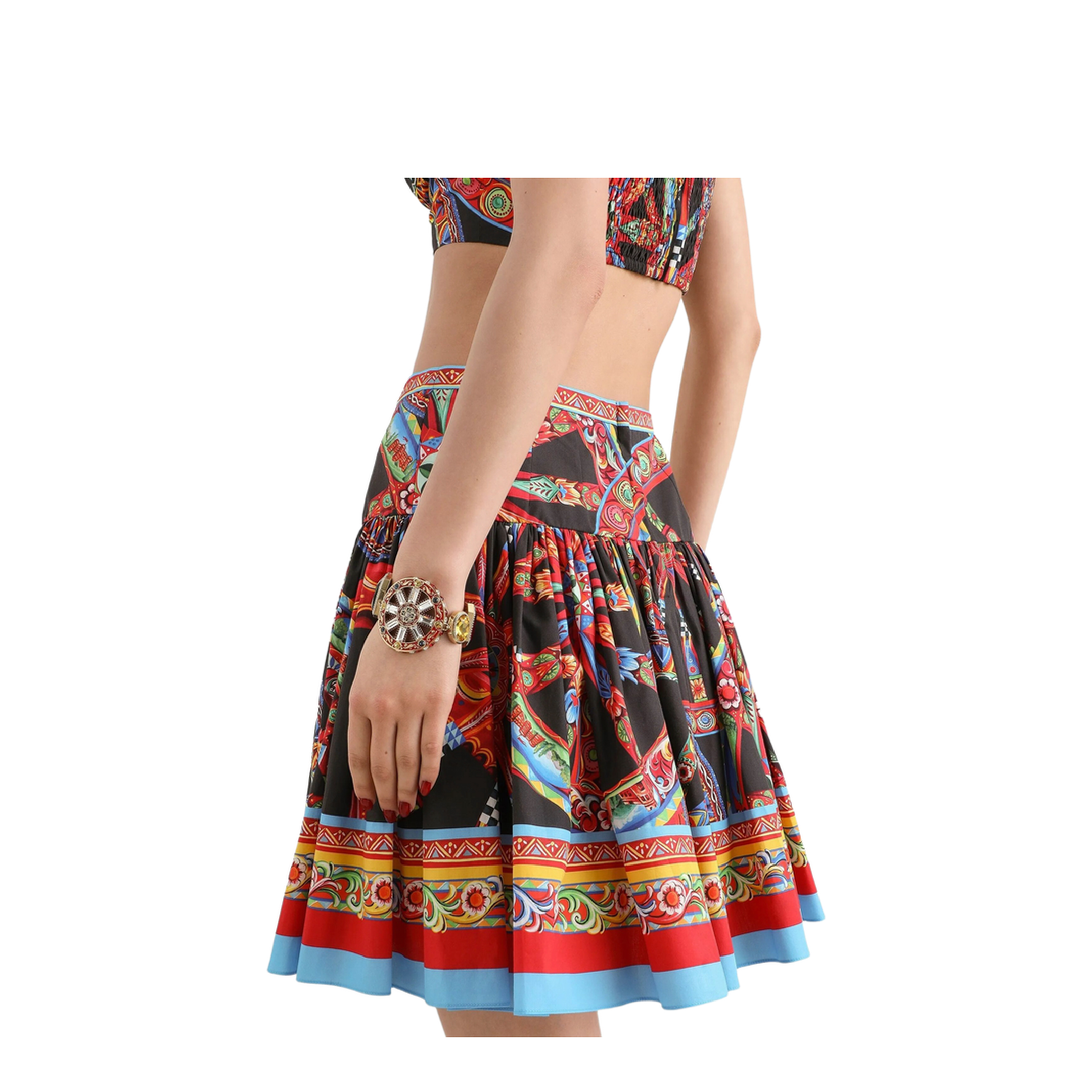 Mini Skirt in Poplin Carretto Print - Image 3
