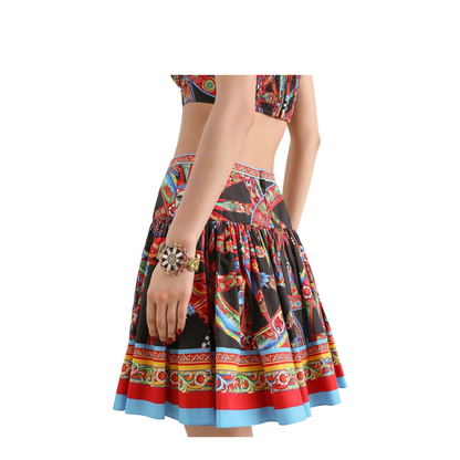 Mini Skirt in Poplin Carretto Print - Image 3