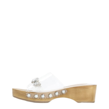 Scalloped Wooden Clog Sandals - Image 4