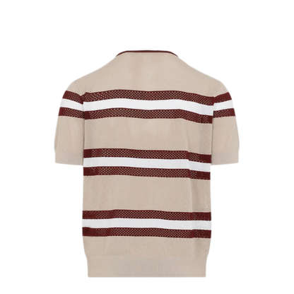 Mercy Viscose Mesh Tricolor Striped Polo Shirt - Image 2