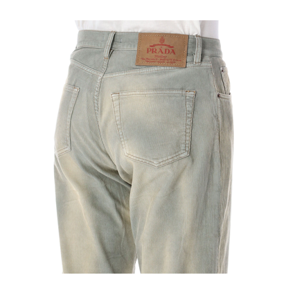 Light Blue Corduroy Trousers with Washed Effect - Image 3