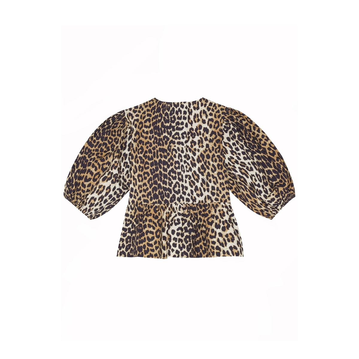 Printed Cotton Poplin Peplum Blouse Shirt - Image 3