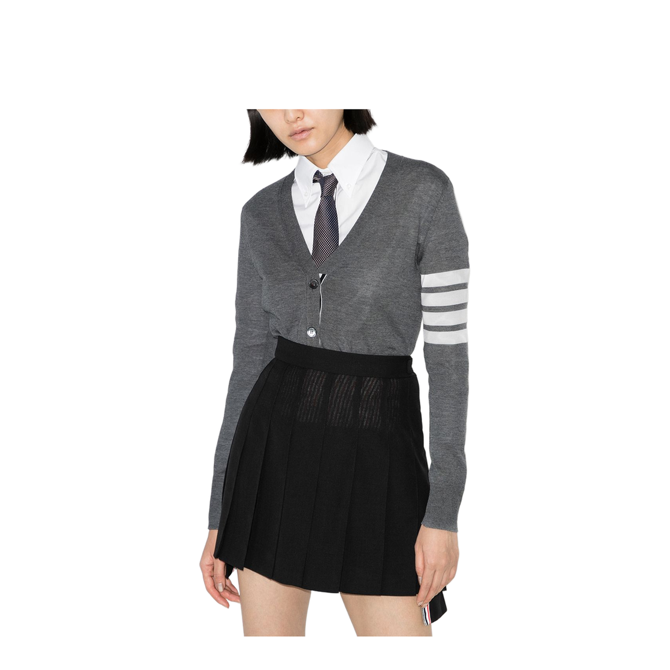 Wool 4 Bar V Neck Cardigan - Image 2