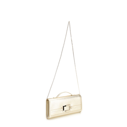 Belle Chain Leather Clutch - Gold - Image 1