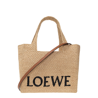 Medium Font Tote Bag Raffia Beige - Image 1