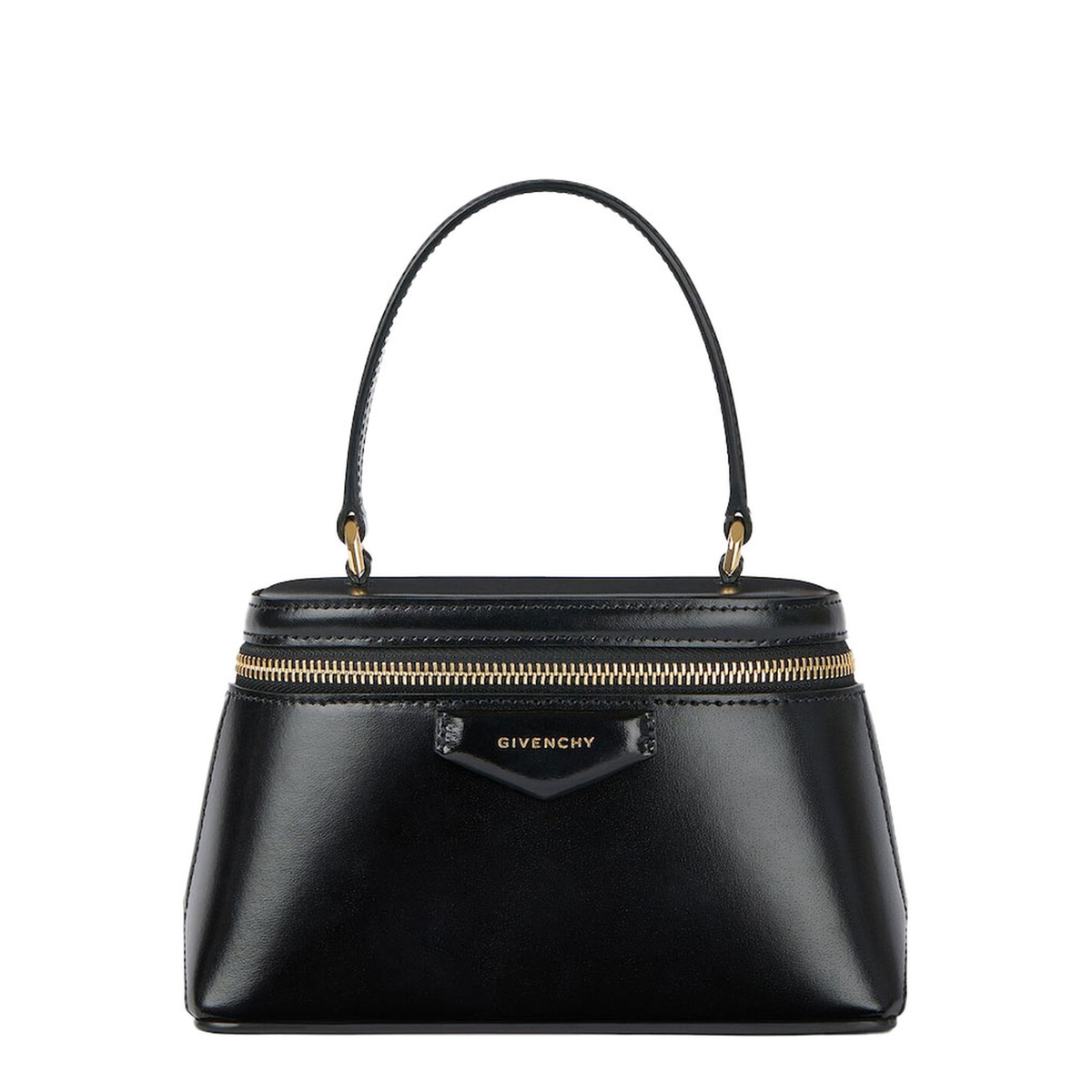 Antigona Calfskin Vanity Bag in Box Leather with Chain - Black - Image 1