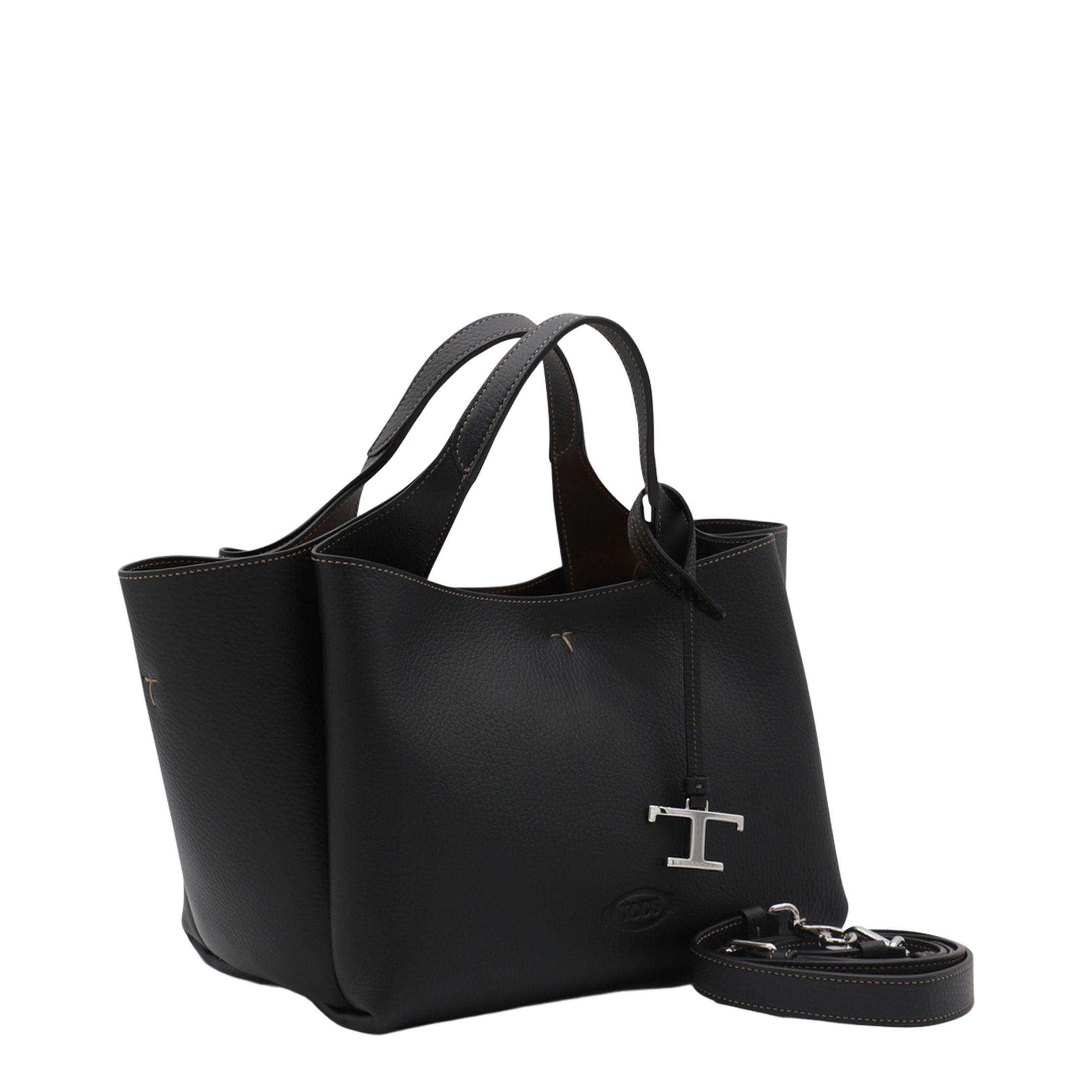 T Timeless Mini Calf Leather Tote - Black - Image 3